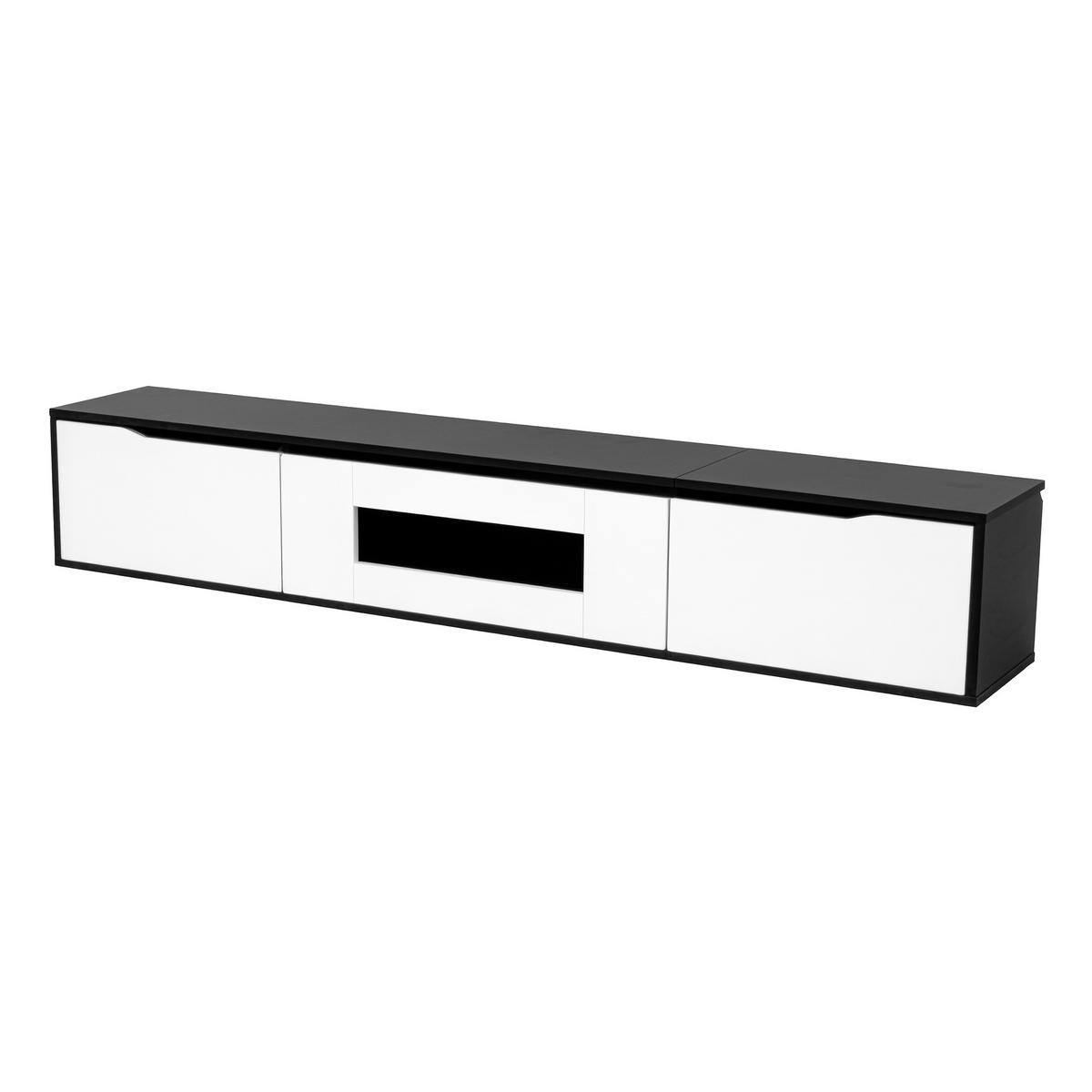 TV-ELEMENT180CM HochglanzSchwarzWeiß LEDBeleuchtung Wandmontage - Schwarz, Holz (46/17/142cm) - Raelunyi