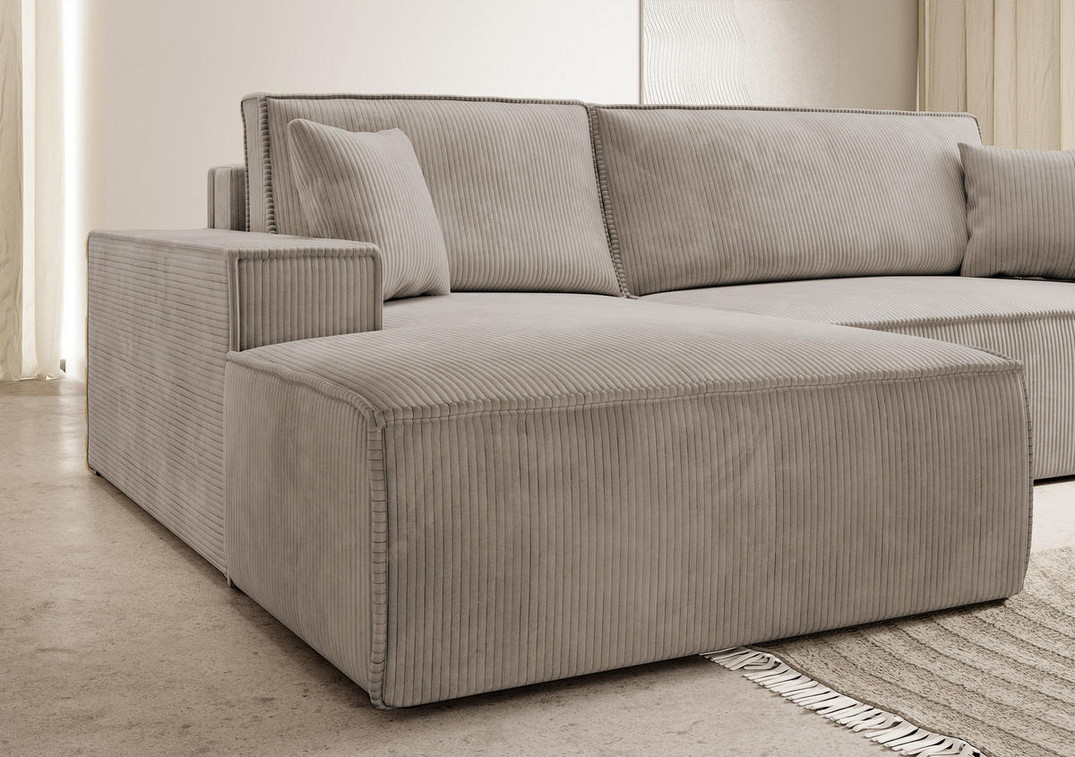 ECKSOFA Farese Beige Cord - Beige, Textil (267/167cm) - Selsey