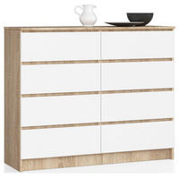 KOMMODE Eiche Sonoma, Weiß 99/120/40 - Weiß, Holzwerkstoff (120/99/40cm) - RAUMHIRSCH FURNITURE