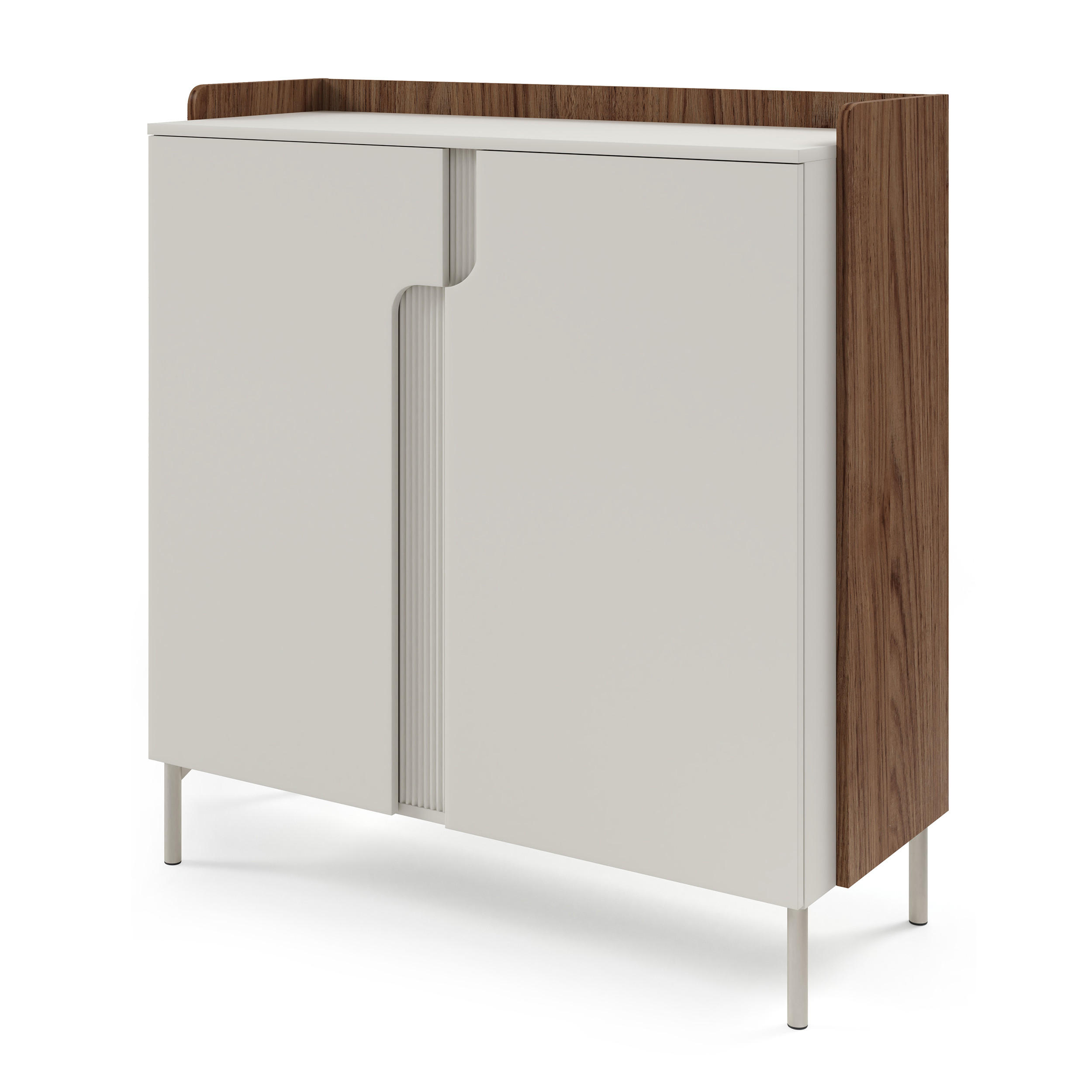 KOMMODE Positivo, Hochkommode mit 2 Türen, 103 cm, Alba-Nuss + Kaschmir - Nussbaumfarben, Holzwerkstoff (103/110/42cm) - Beautysofa