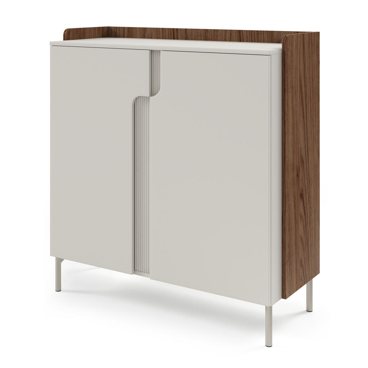 KOMMODE Positivo, Hochkommode mit 2 Türen, 103 cm, Alba-Nuss + Kaschmir - Nussbaumfarben, Holzwerkstoff (103/110/42cm) - Beautysofa