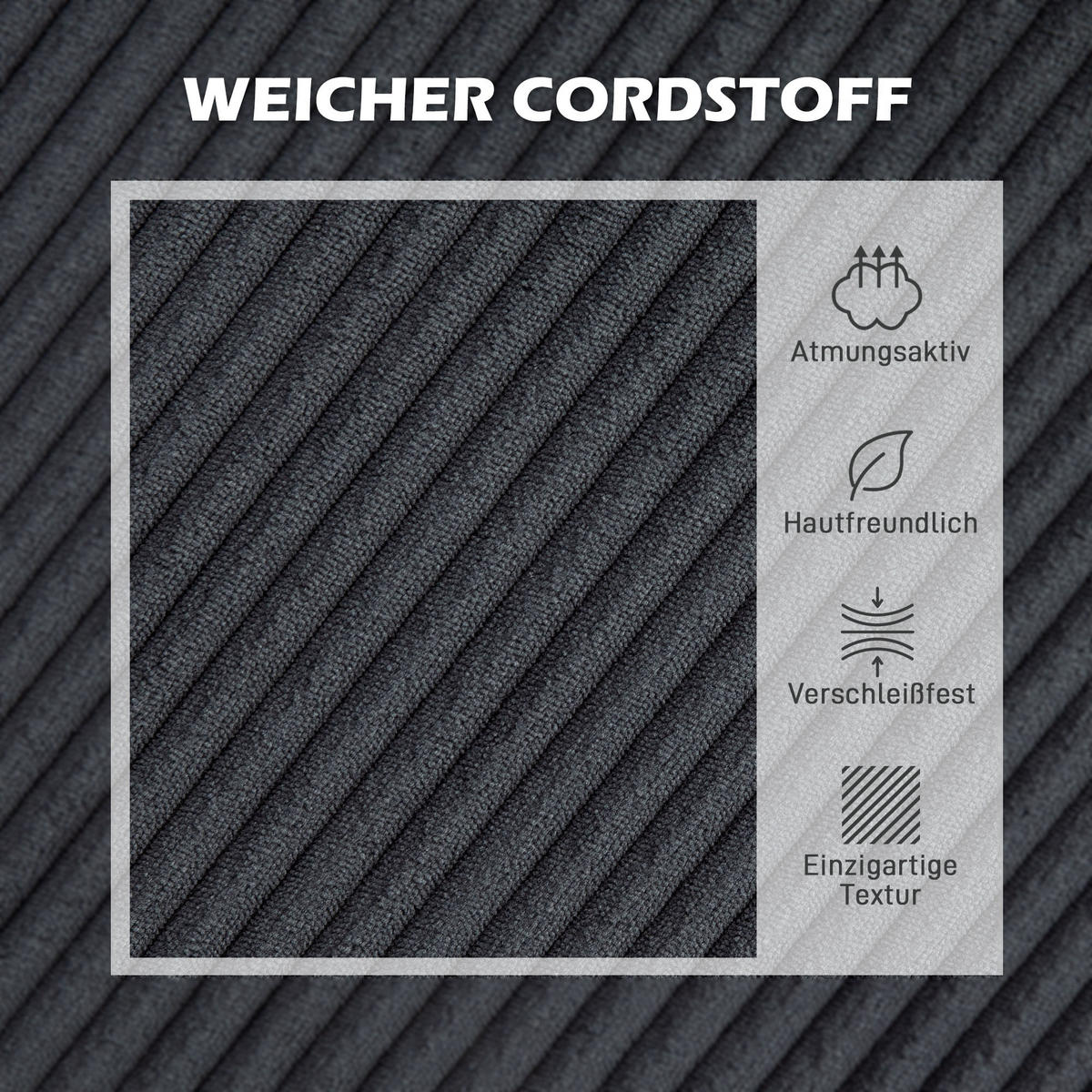 ECKSOFA Couch mit Chaiselongue 3 Sitzer Sofa L Form, 214 x 134 x 87 cm Dunkelgrau - Dunkelgrau, Kunststoff (214/134cm) - HOMCOM