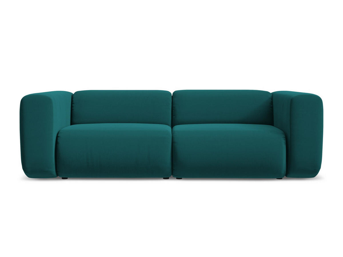 3-SITZER SOFA Samt Stoff Blau - Blau/Petrol, Kunststoff/Textil (228/70/89cm) - Makamii