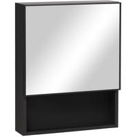 BADEZIMMERSPIEGELSCHRANK 46x13.5x58 cm Schwarz mit Spiegeltür & 3 Regalfächern - Schwarz, Metall (46/58/13.5cm) - Modfu