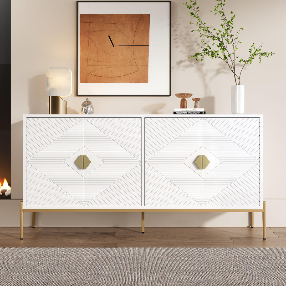 SIDEBOARD 162x40x80 Wohnzimmer Esszimmer Eingang Stauraum - Weiß, Holzwerkstoff (40/80/162cm) - FLIEKS