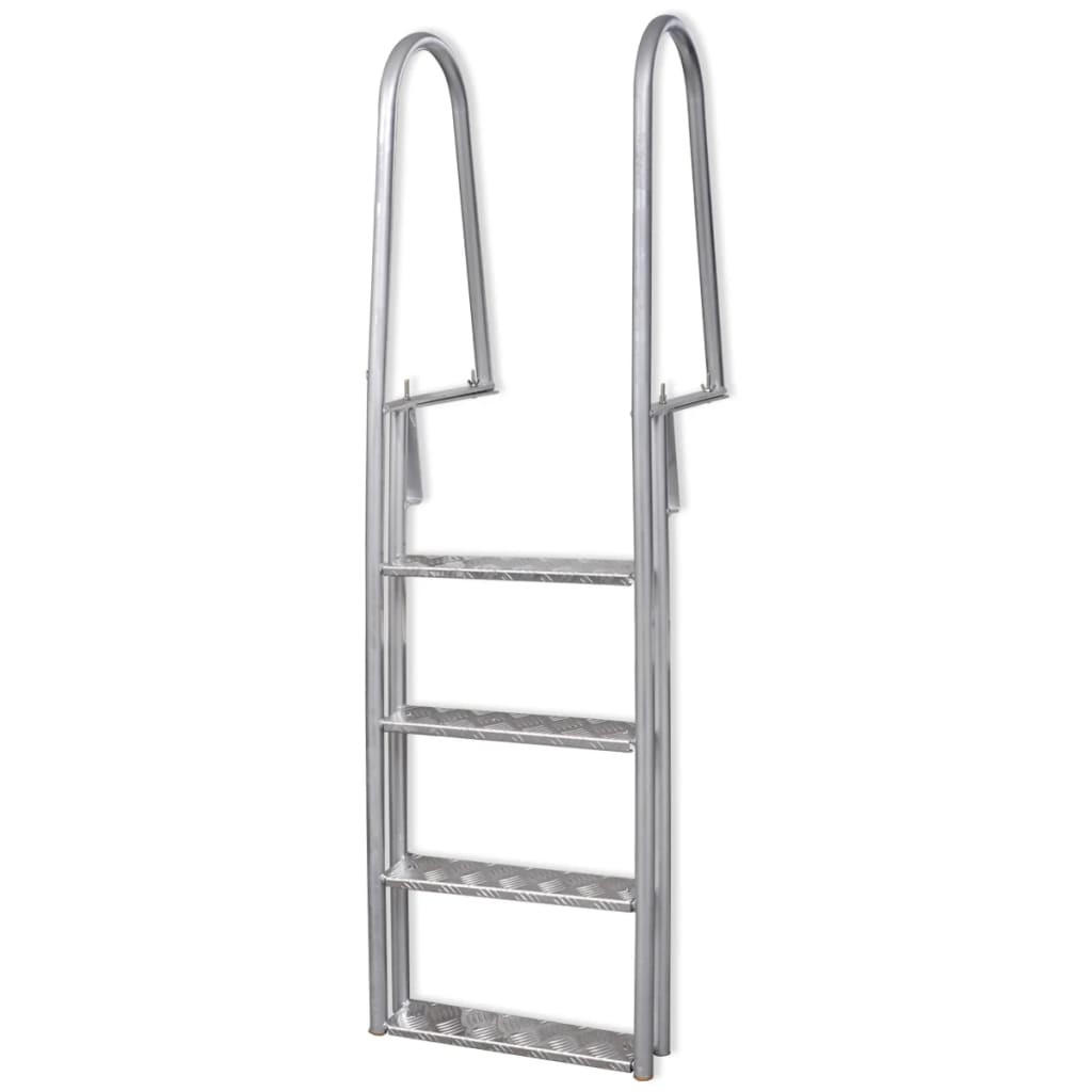 POOLLEITER Steg-/Poolleiter 4-Stufig Aluminium 167 Cm - Silberfarben, Metall (57/167/50cm) - vidaXL