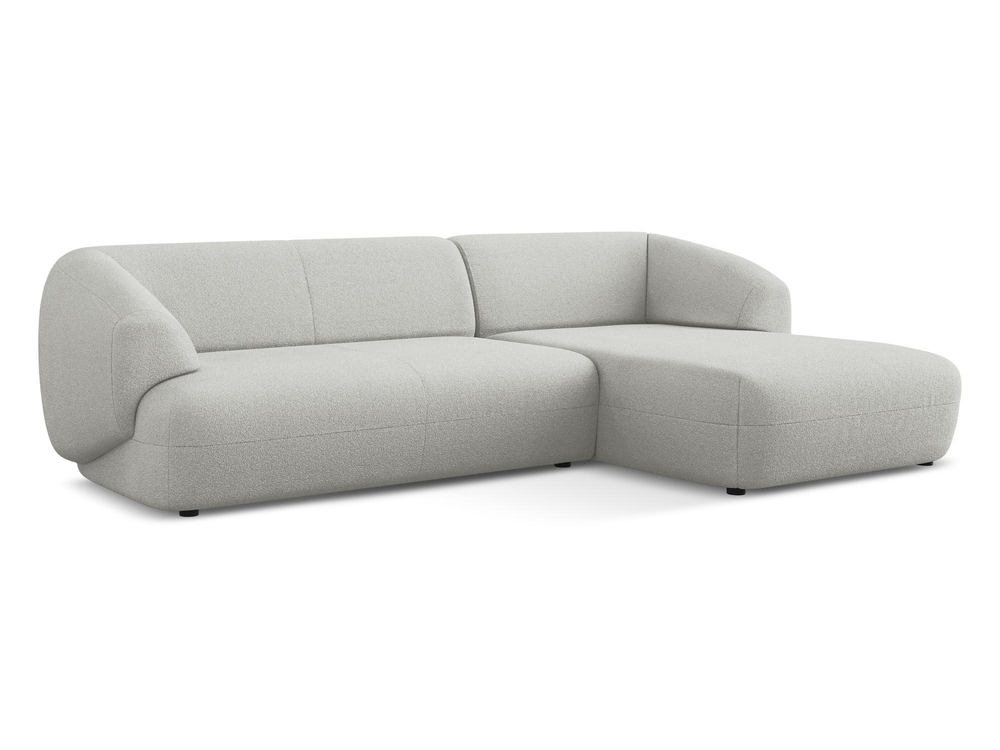 ECKSOFA Rechts Bouclé Stoff Grau - Hellgrau/Schwarz, Kunststoff/Textil (280/156cm) - Makamii