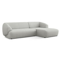 ECKSOFA Rechts Bouclé Stoff Grau - Hellgrau/Schwarz, Kunststoff/Textil (280/156cm) - Makamii