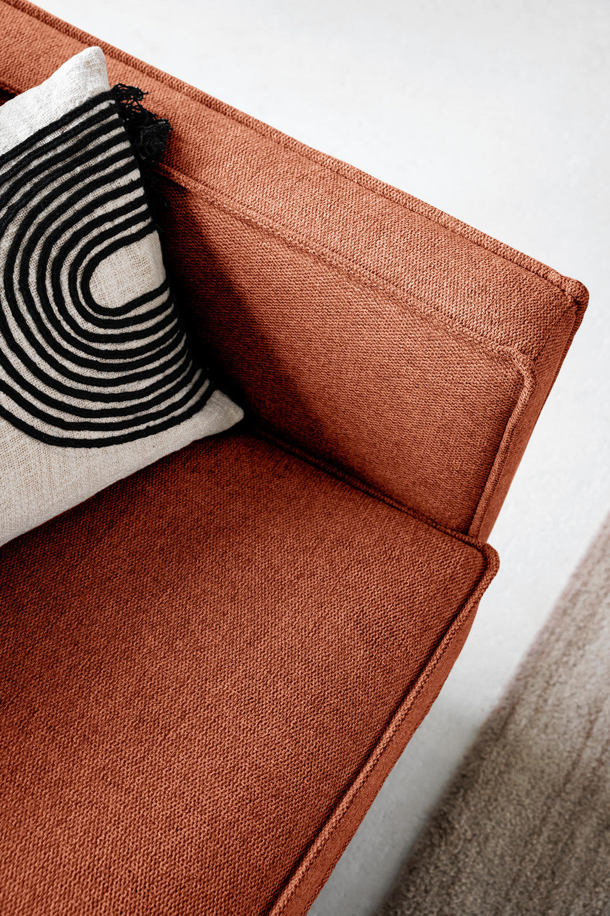 XL SESSEL - Terracotta/Schwarz, Wellpappe/Textil (117/81/96cm) - home24