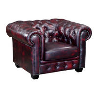 CHESTERFIELD Ledersessel - Büffelleder - Rotbraun - BRENTON - Bordeaux, Leder (105/73/96cm) - Vente-Unique