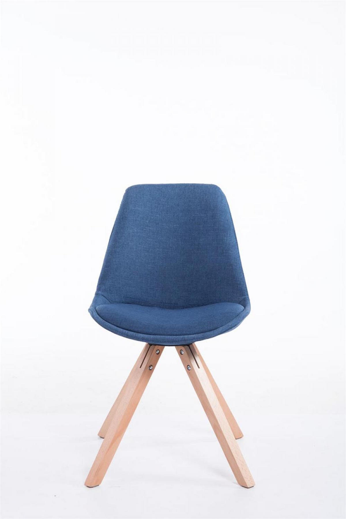 STUHL Stoff blau - Blau/Eukalyptusholzfarben, Holz/Textil (48/84/56cm) - CLP