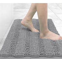 BADEMATTE Chenille 41/61 cm Extra Dick Saugfähig Rutschfest Waschbar - Dunkelgrau, Textil (41/61cm)