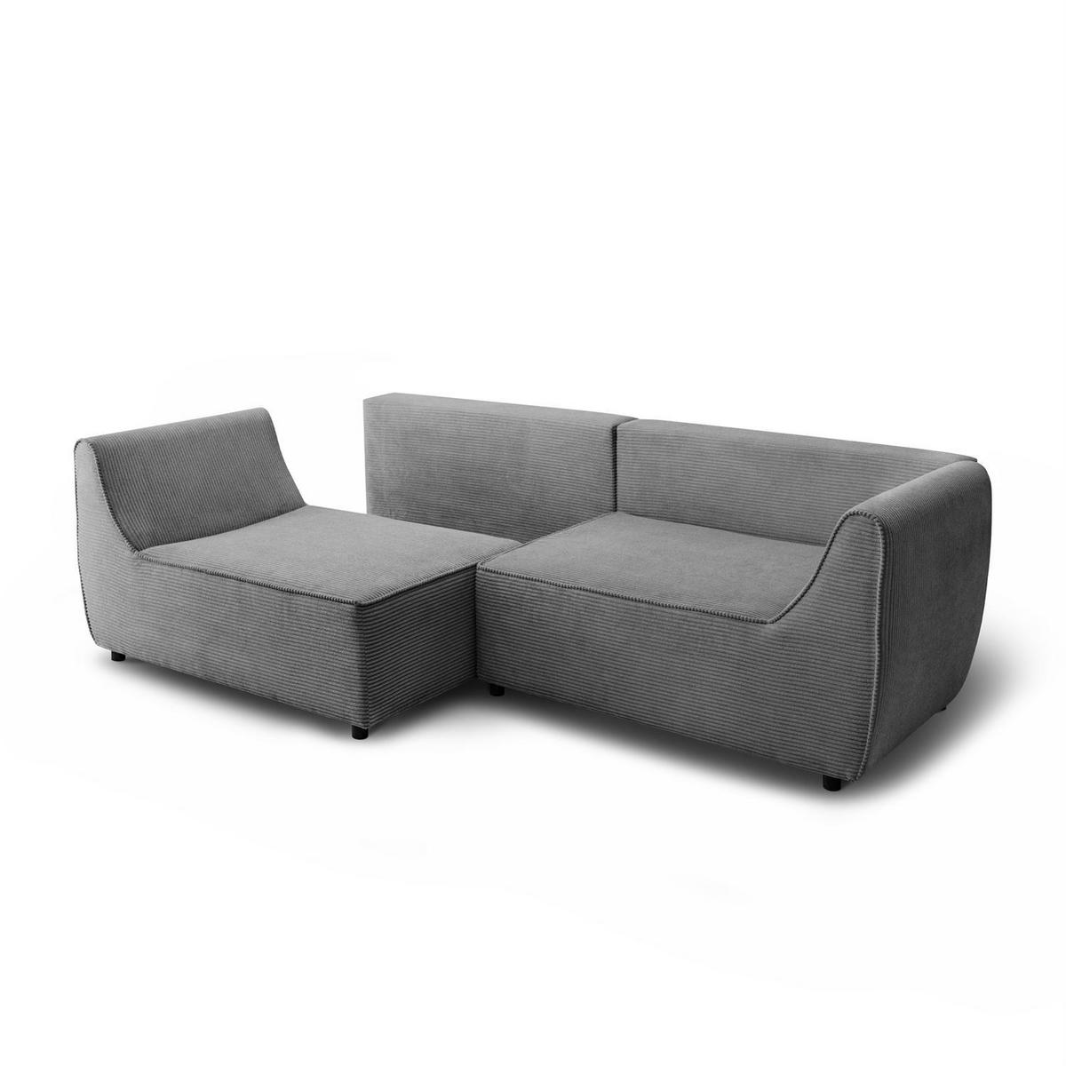 SOFA ASPEN Zweisitzer mit Schlaffunktion, Anafi 03 - Dunkelgrau, Textil (267/94/95cm) - Lookway
