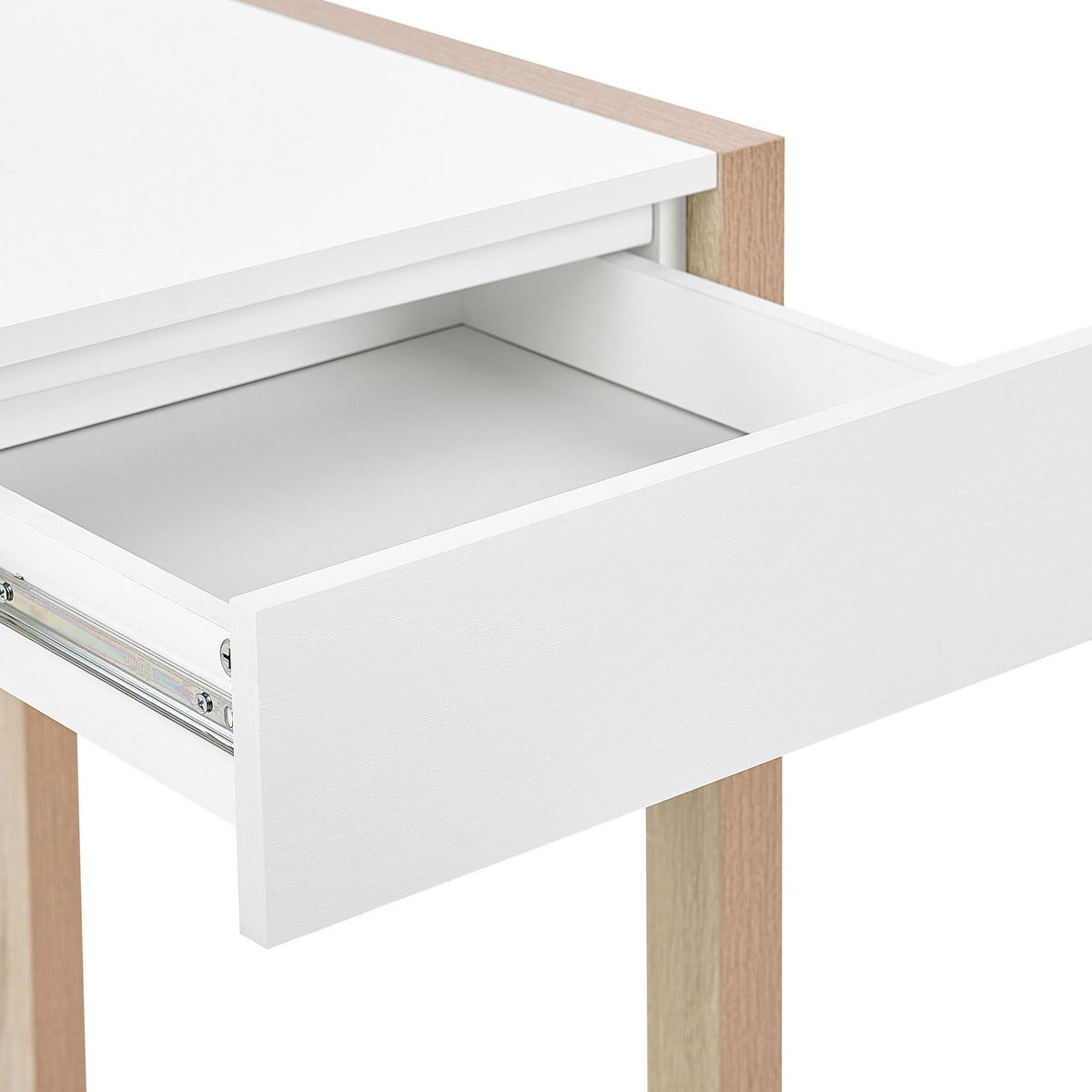 SCHREIBTISCH weiß/heller Holzfarbton 120/60/75 cm Jenks - Weiß, Holzwerkstoff (60/120/75cm) - Beliani