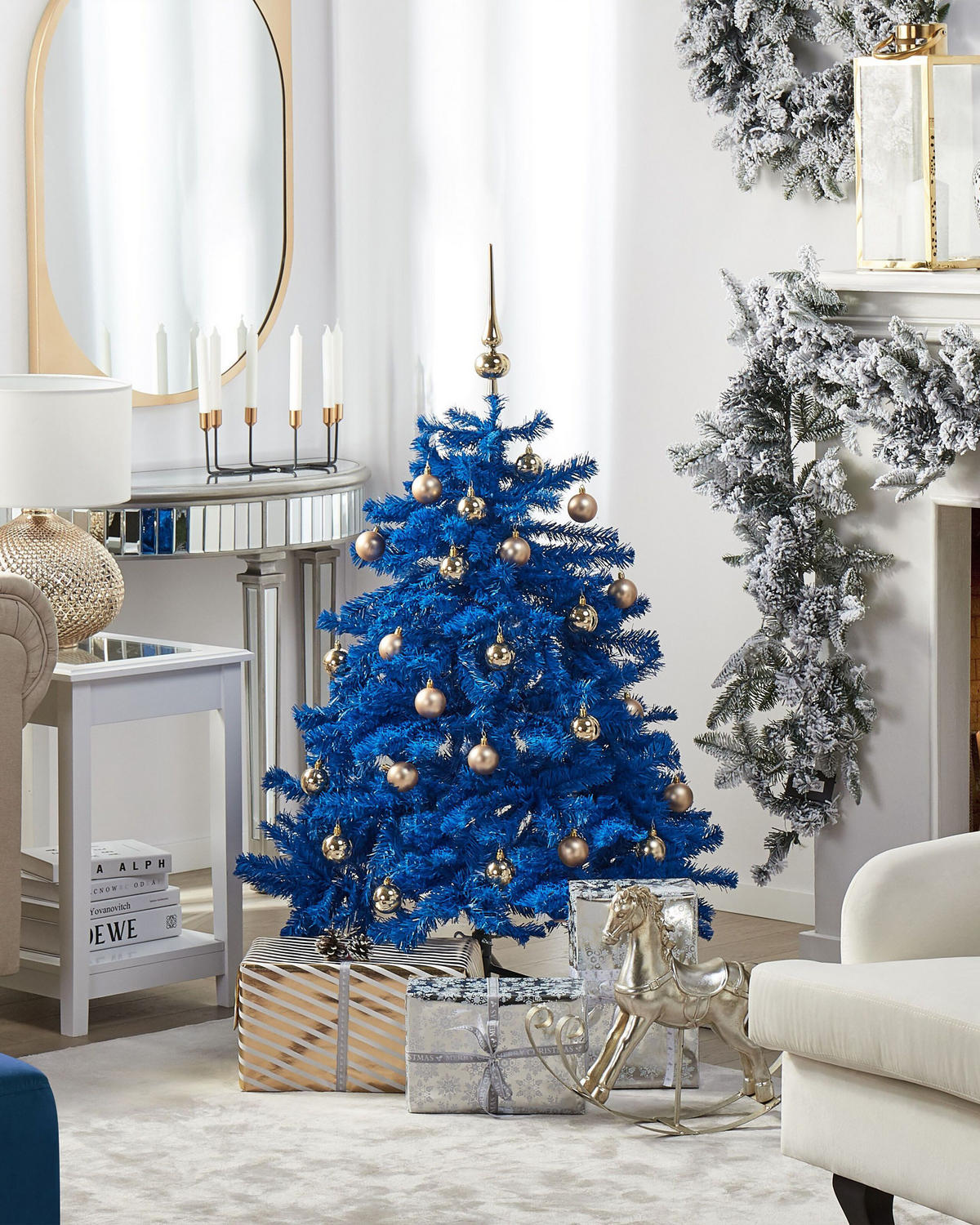 WEIHNACHTSBAUM 120 cm Blau Farnham - Blau, Kunststoff (120cm) - Beliani