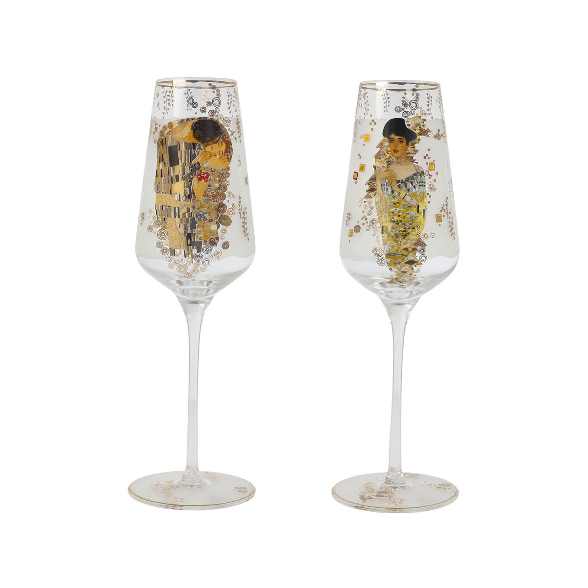 SEKTGLAS Gustav Klimt - Adele & der Kuss, Glas, Bunt, Füllmenge 100 ml - Multicolor, Glas (0.15L) - Goebel