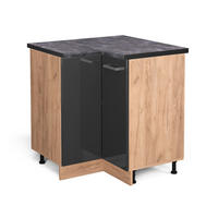 ECKUNTERSCHRANK R-Line Anthrazit Hochglanz 75.6 cm, AP Anthrazit - Anthrazit/Eiche Wotan, Holzwerkstoff (75.6/81.6/60cm) - Vicco