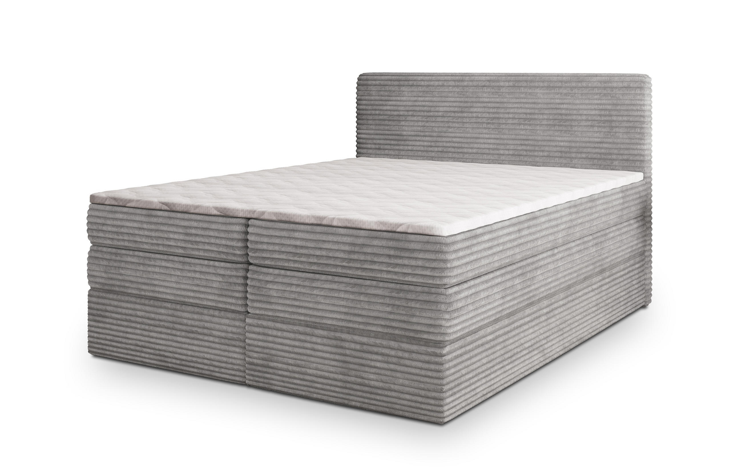 POSTEL BOXSPRING LUNERA 160x200 cm, s matrací a úložným prostorem, světle šedá - světle šedá, kompozitní dřevo/textil (160/200cm) - MASSENO
