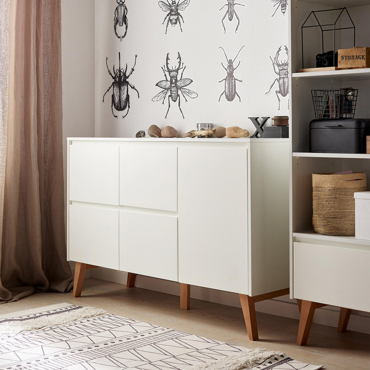 DĚTSKÁ KOMODA Bílá a dřevo - bílá, kompozitní dřevo (149/92/52cm) - Petits-meubles