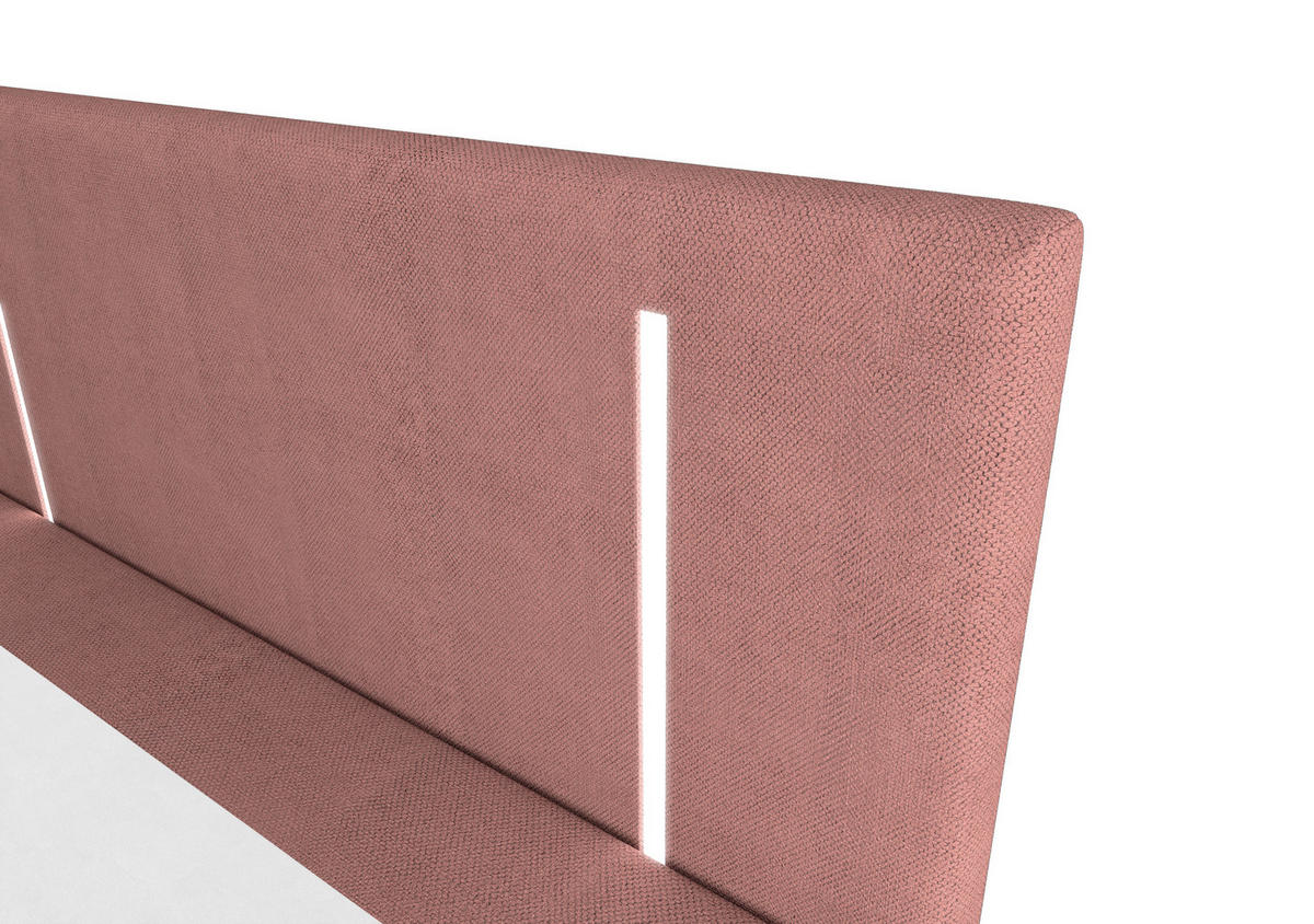 BOXBETT ONO mit Matratze H3, Bonell und Topper 160x200 CURIO 63 - Pink, Textil (160/200cm) - Bedante