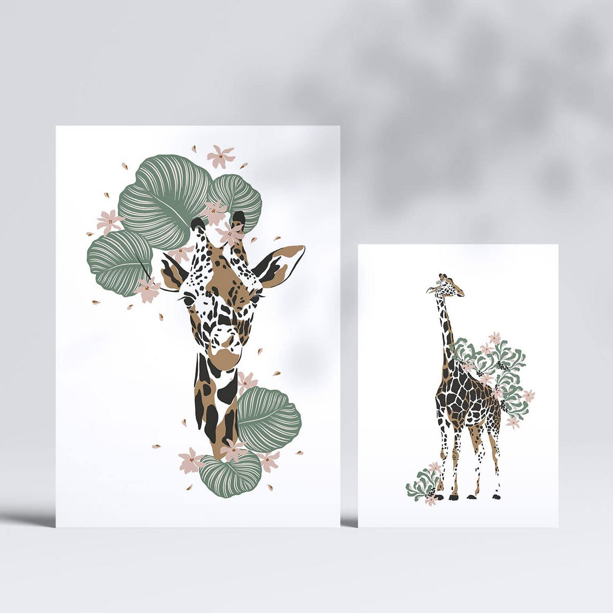 POSTER Set Mit 6 Wilde Tiere Weißer Hintergrund Mit Tiermotiven Im Pastell Muster Stil A3 & A4 Rahmenlos - Klar, Papier (29/3cm) - Nacnic