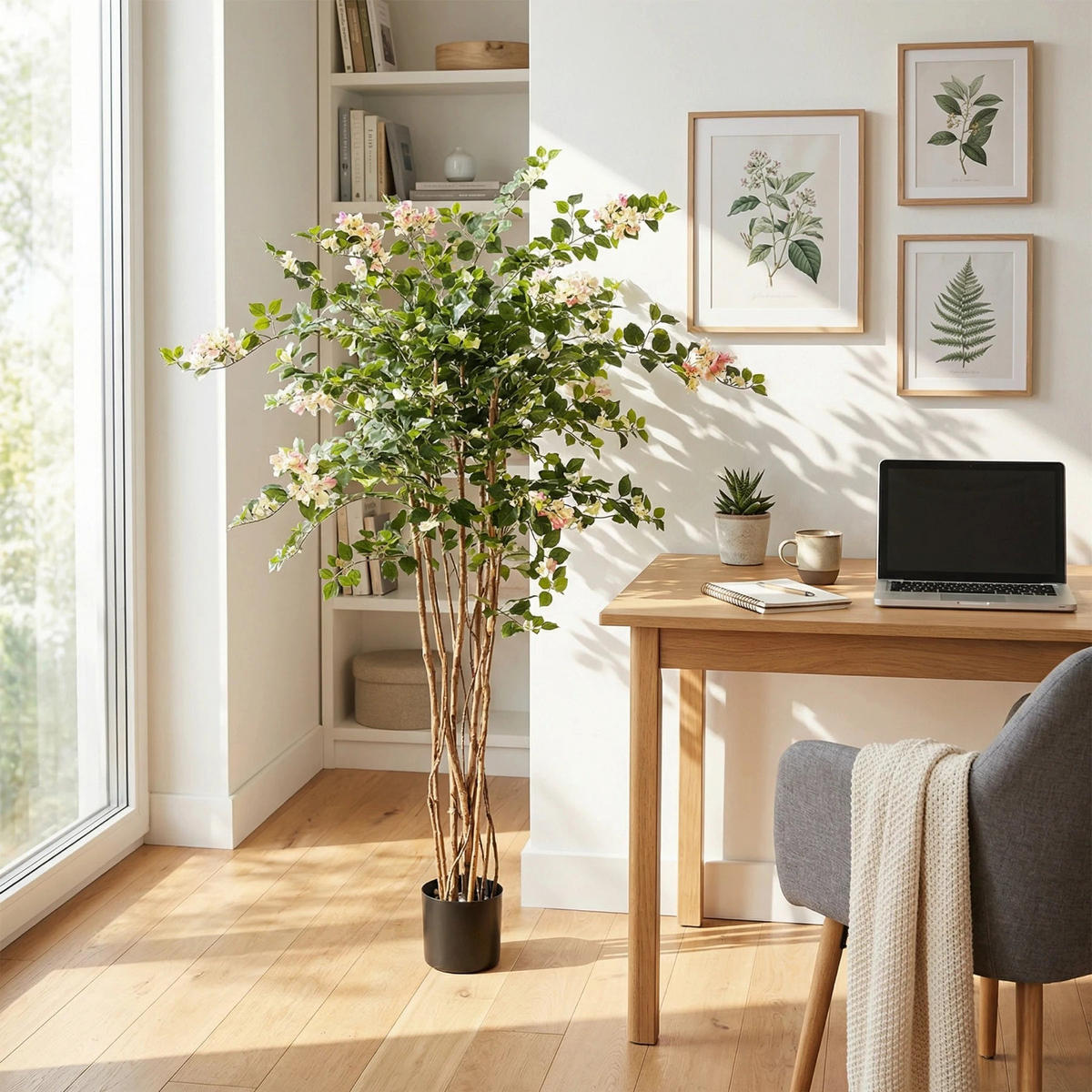 KUNSTBAUM Künstlicher Drillingsblumenbaum - Rike 150 cm - Pink, Kunststoff (150cm) - aplanta