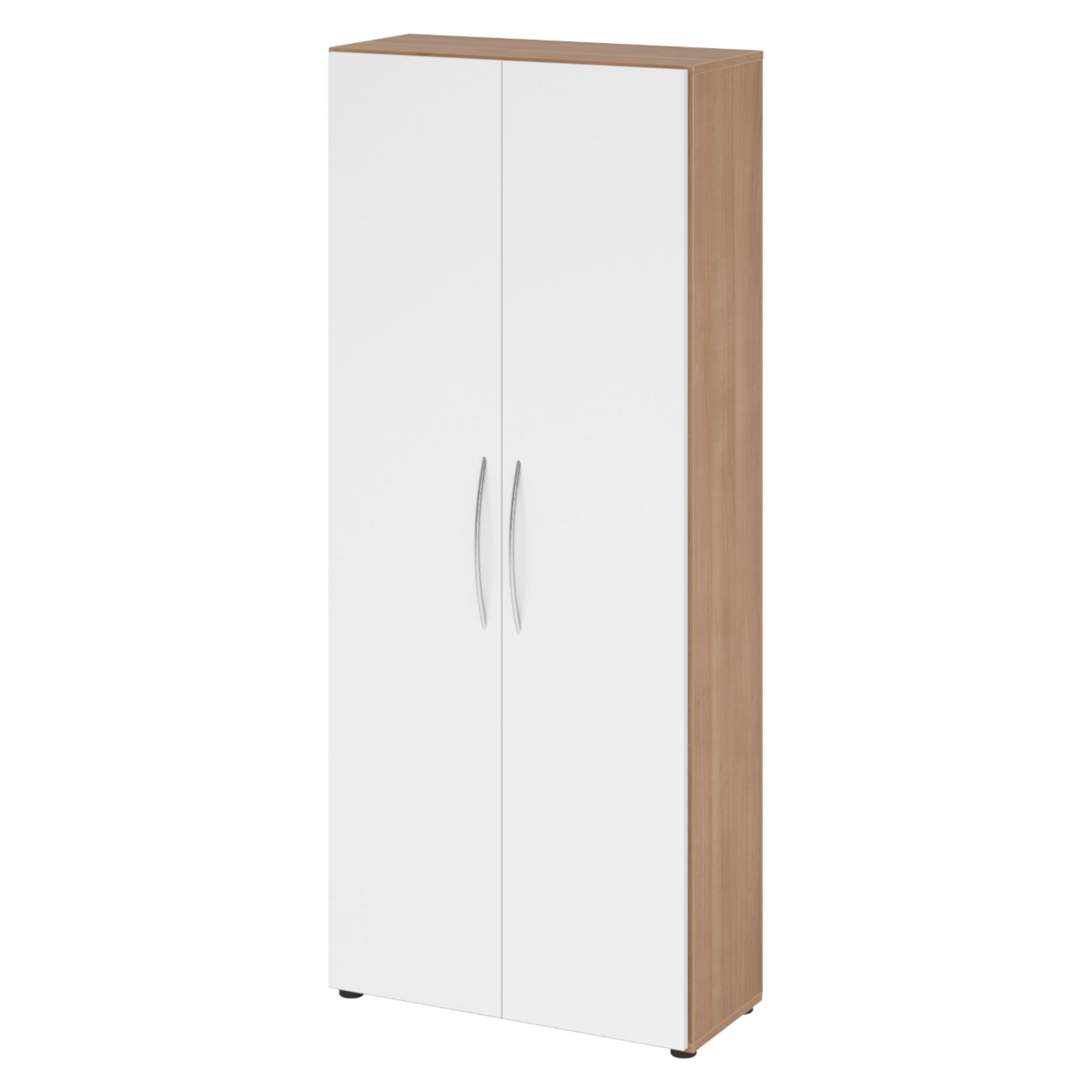 bümö Aktenschrank Nussbaum, Weiß 80x188x35 cm