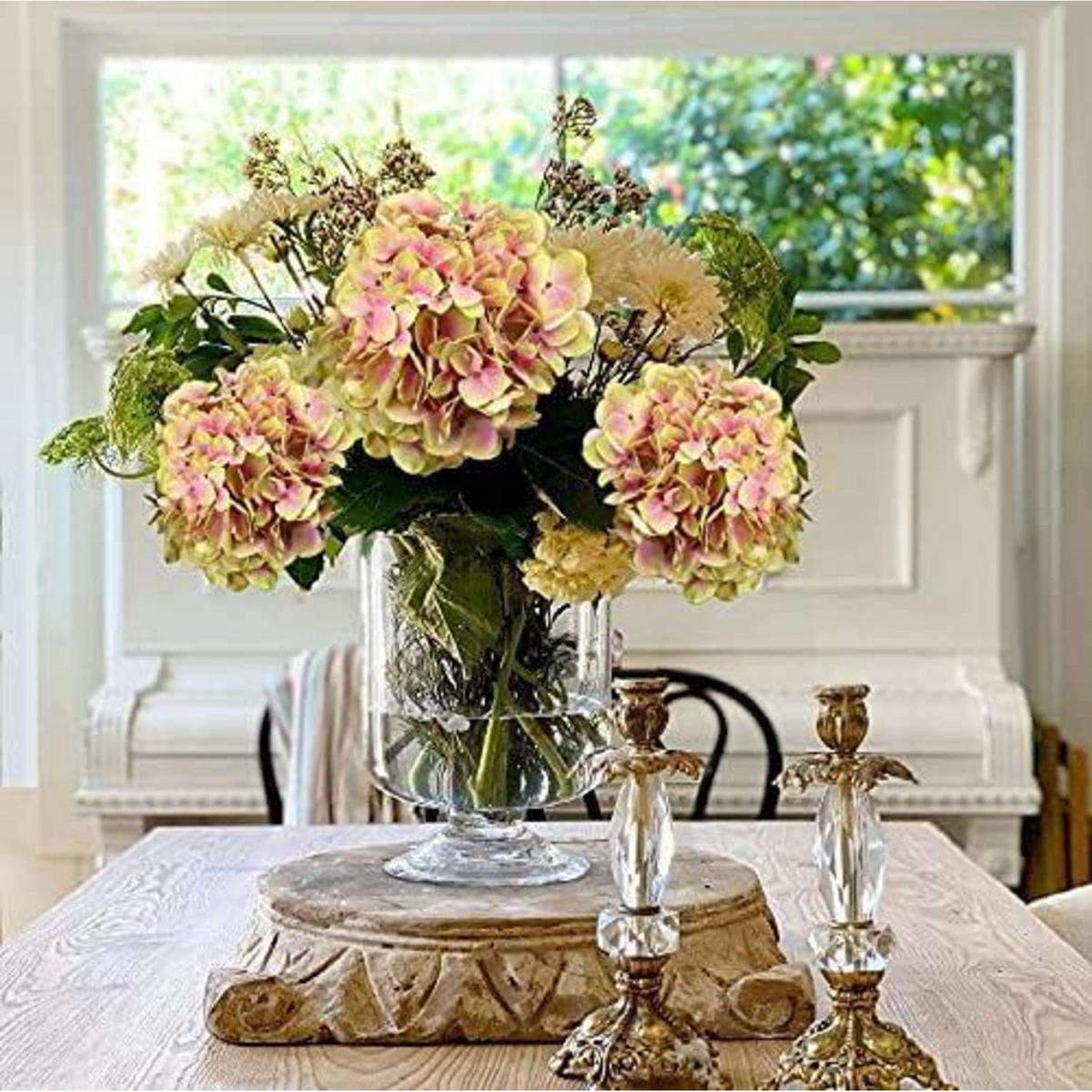 KUNSTBLUME Hortensie 63 cm 2 Stück Set Green Yellow - Multicolor, Kunststoff (10cm)