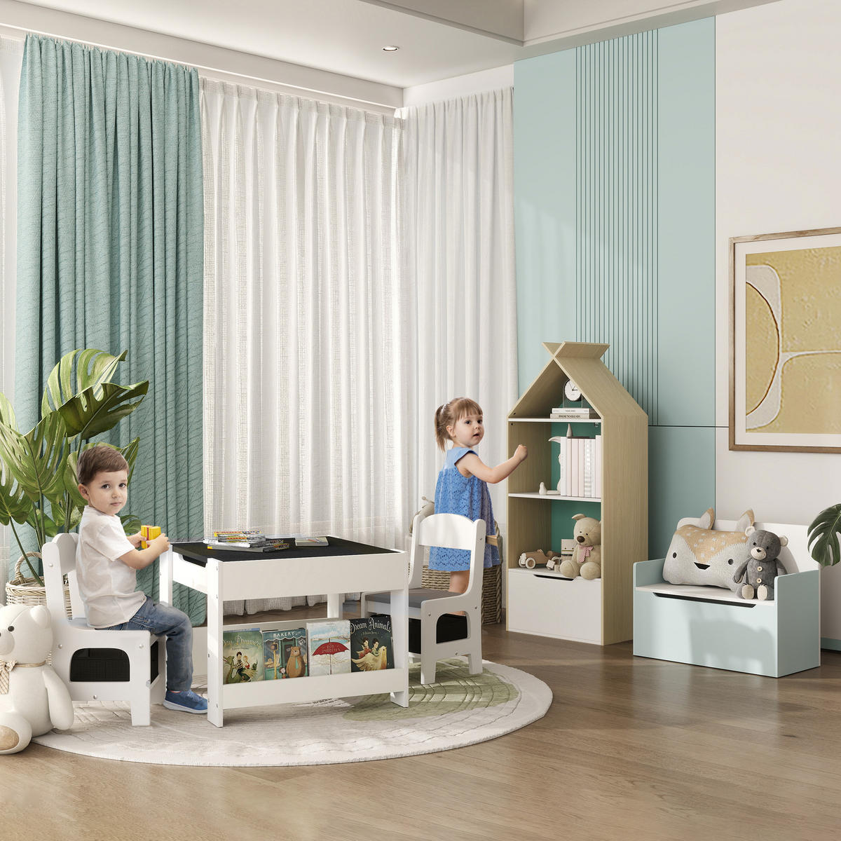 KINDERSITZGRUPPE DE-17510 Weiß/Grau - Grau, Holzwerkstoff (61.5/48/61.5cm) - ComfortXL