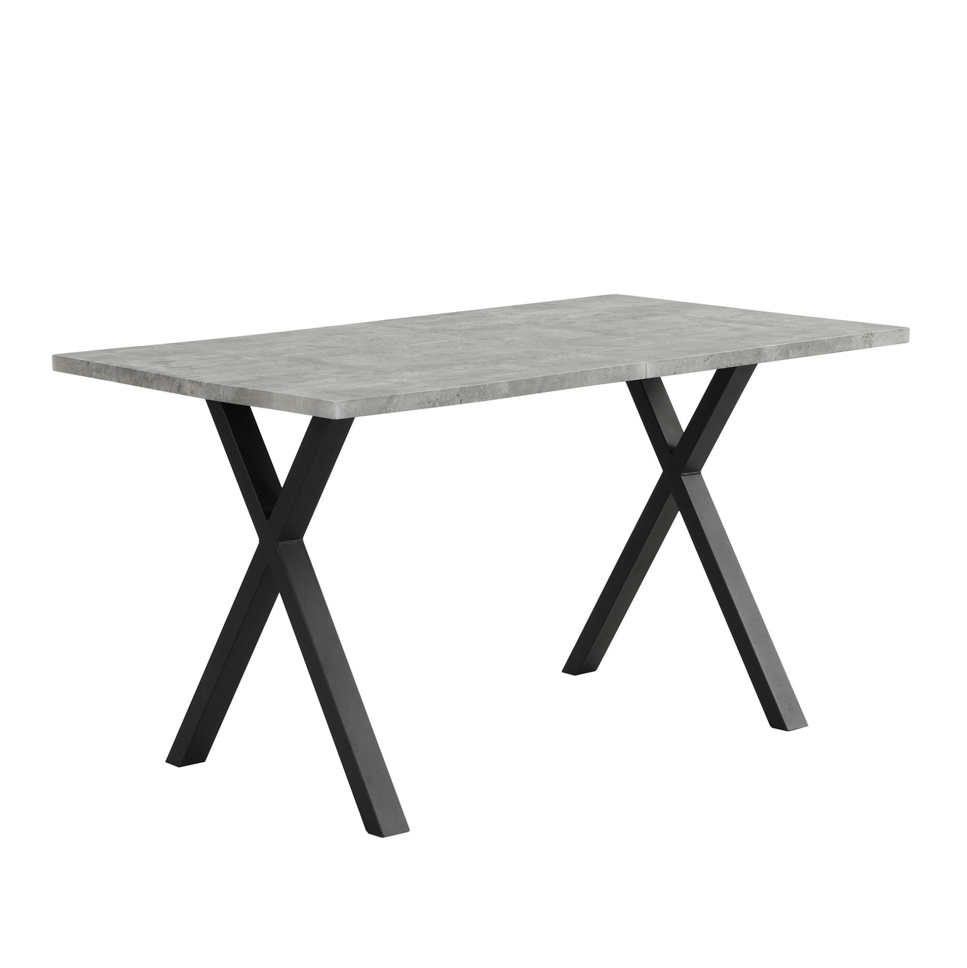 ESSTISCH 140/80/76 cm in Betonoptik mit Kreuzgestell - Grau, Holzwerkstoff (140/80/76cm) - Flora Grace
