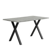 ESSTISCH 140/80/76 cm in Betonoptik mit Kreuzgestell - Grau, Holzwerkstoff (140/80/76cm) - Flora Grace