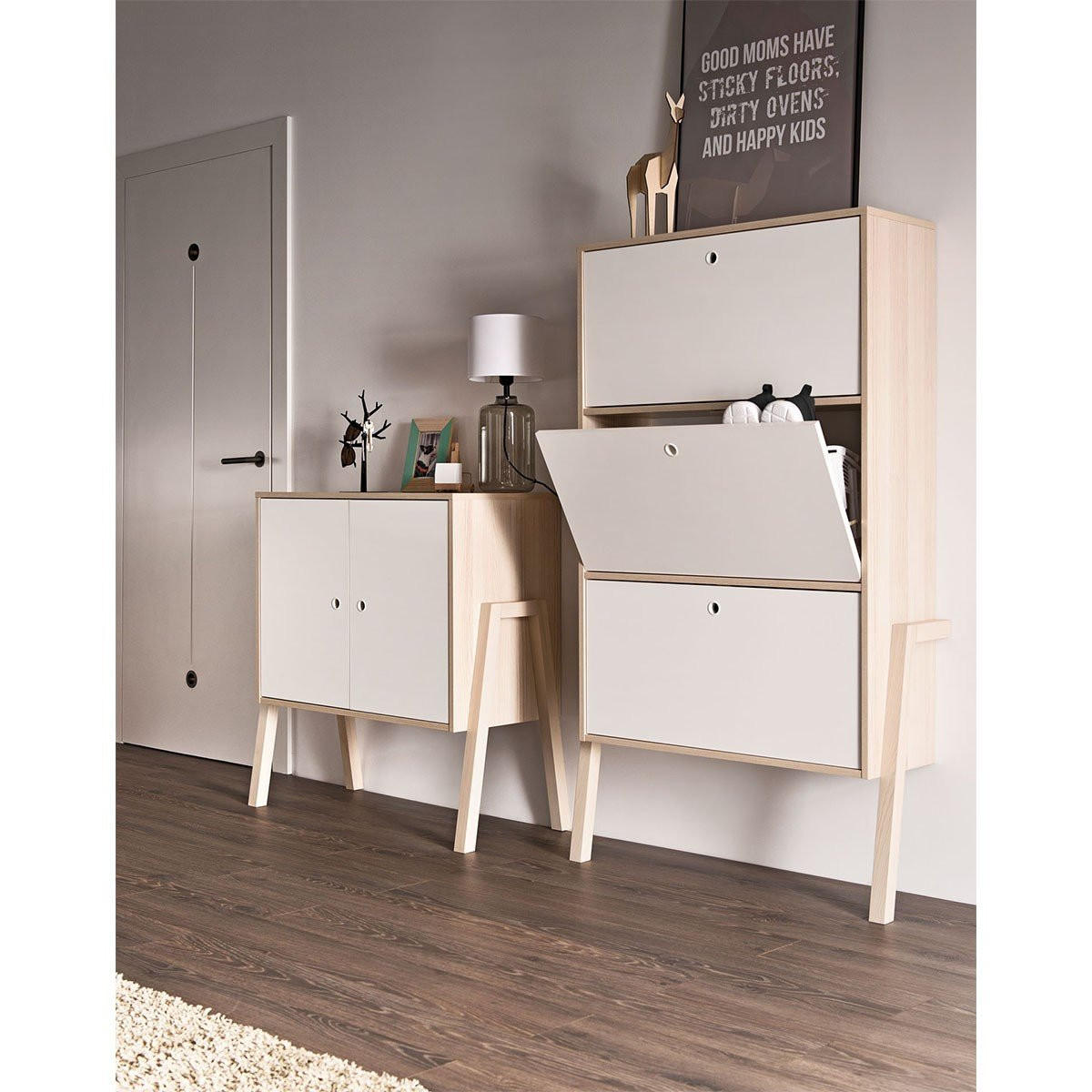 KOMMODE 2 Türen 1 Innenregal - SPOT - 87,5/40/90 cm - Braun, Holzwerkstoff (40/90/87.5cm) - Calicosy