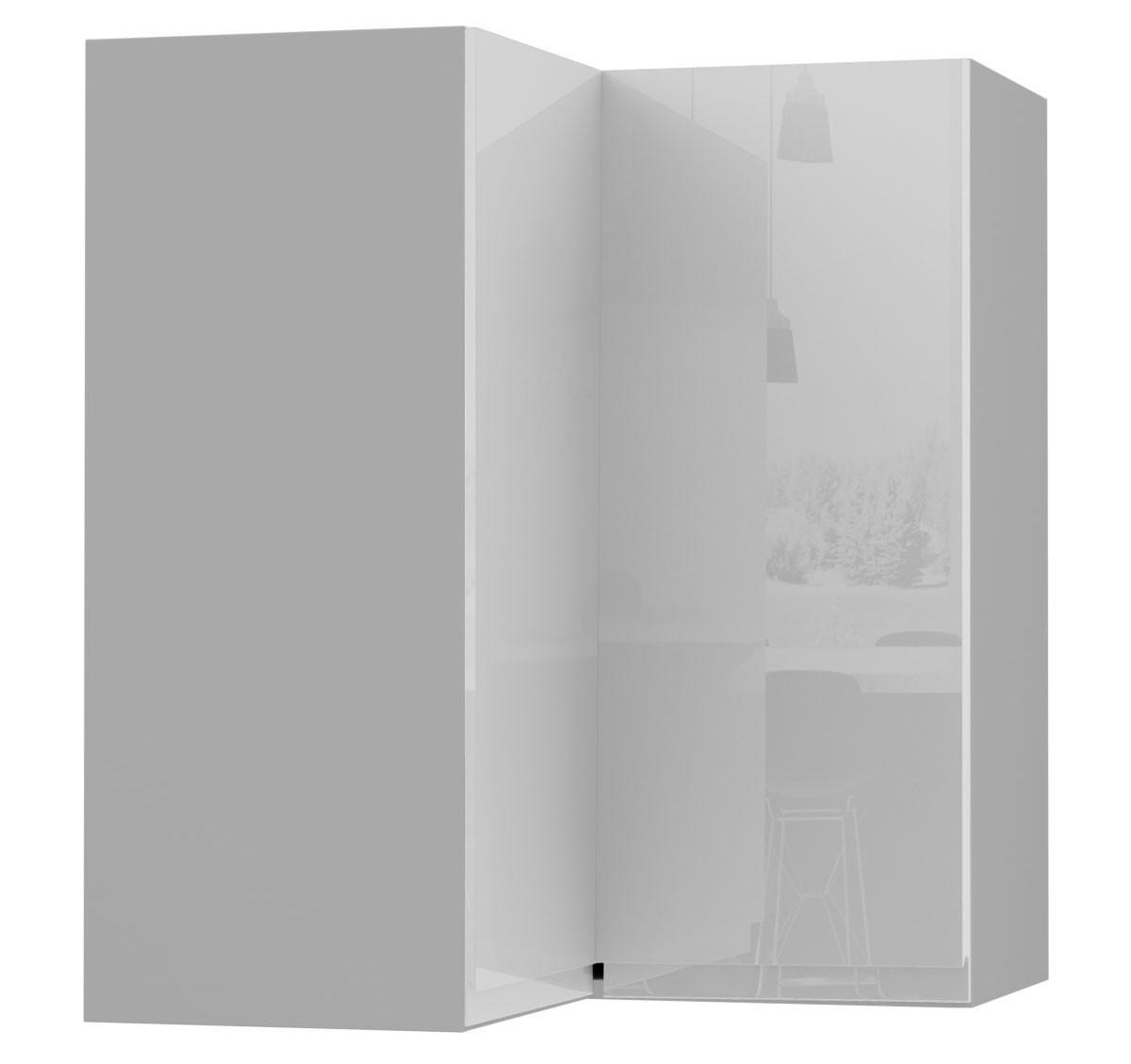 ECKHÄNGESCHRANK Florence W12/60 Grau / RAL 9003 signalweiß HG 60 / 60 / 72cm - Vordertür links - Weiß Hochglanz/Grau, Holz/Holzwerkstoff (72/60/60cm) - Feldmann-Wohnen