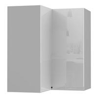 ECKHÄNGESCHRANK Florence W12/60 Grau / RAL 9003 signalweiß HG 60 / 60 / 72cm - Vordertür links - Weiß Hochglanz/Grau, Holz/Holzwerkstoff (72/60/60cm) - Feldmann-Wohnen