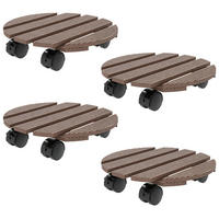 PFLANZENROLLEN-SET DE-12158 4er-Set Ø30 cm, mit Bremsen Natur - Braun, Kunststoff (30/7/30cm) - ComfortXL