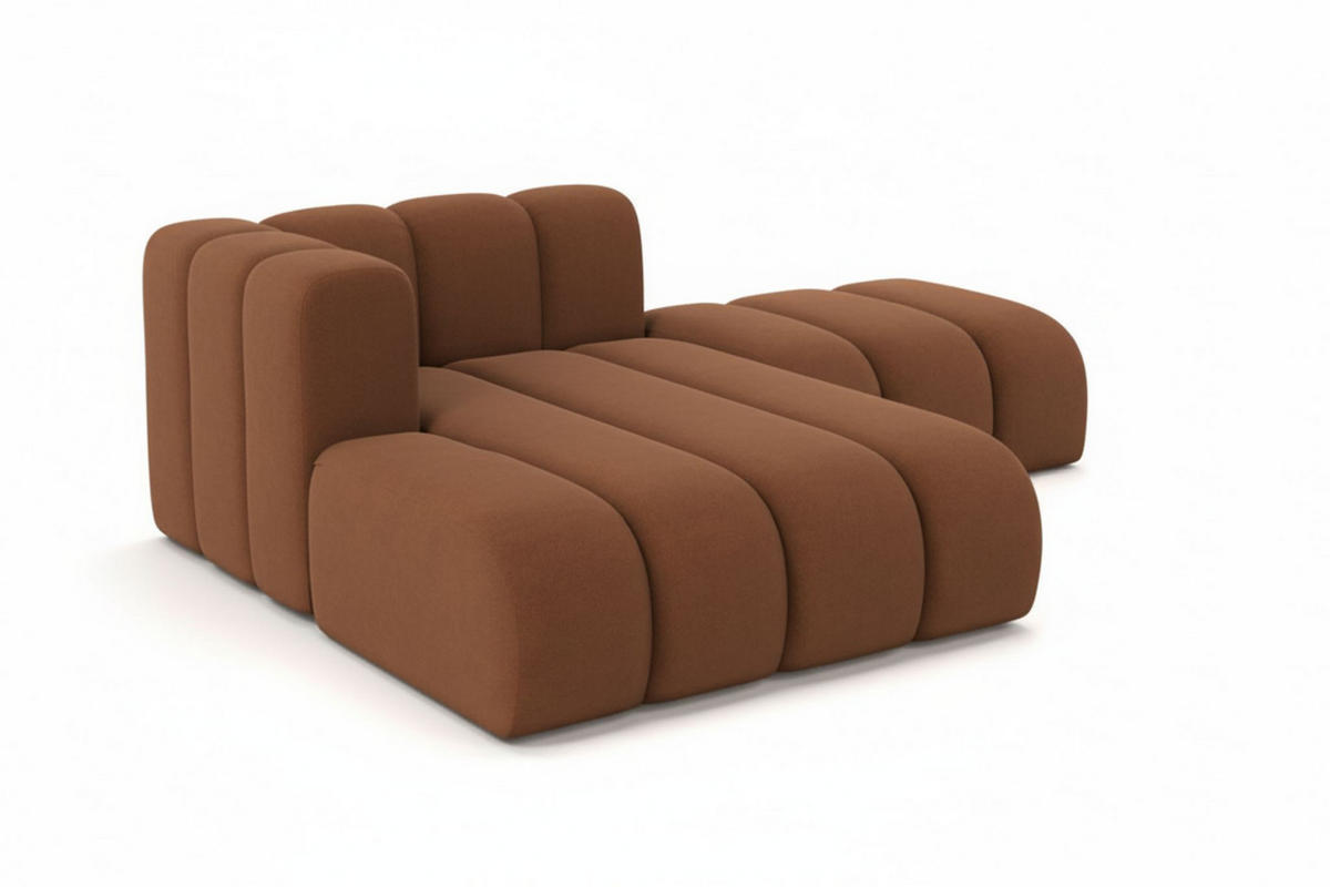 CHAISELONGUE Mit Hocker Grand, Veloursstoff Salvador, Dunkelbraun, Links - Dunkelbraun, Holz (204/179cm) - Kaiser Möbel