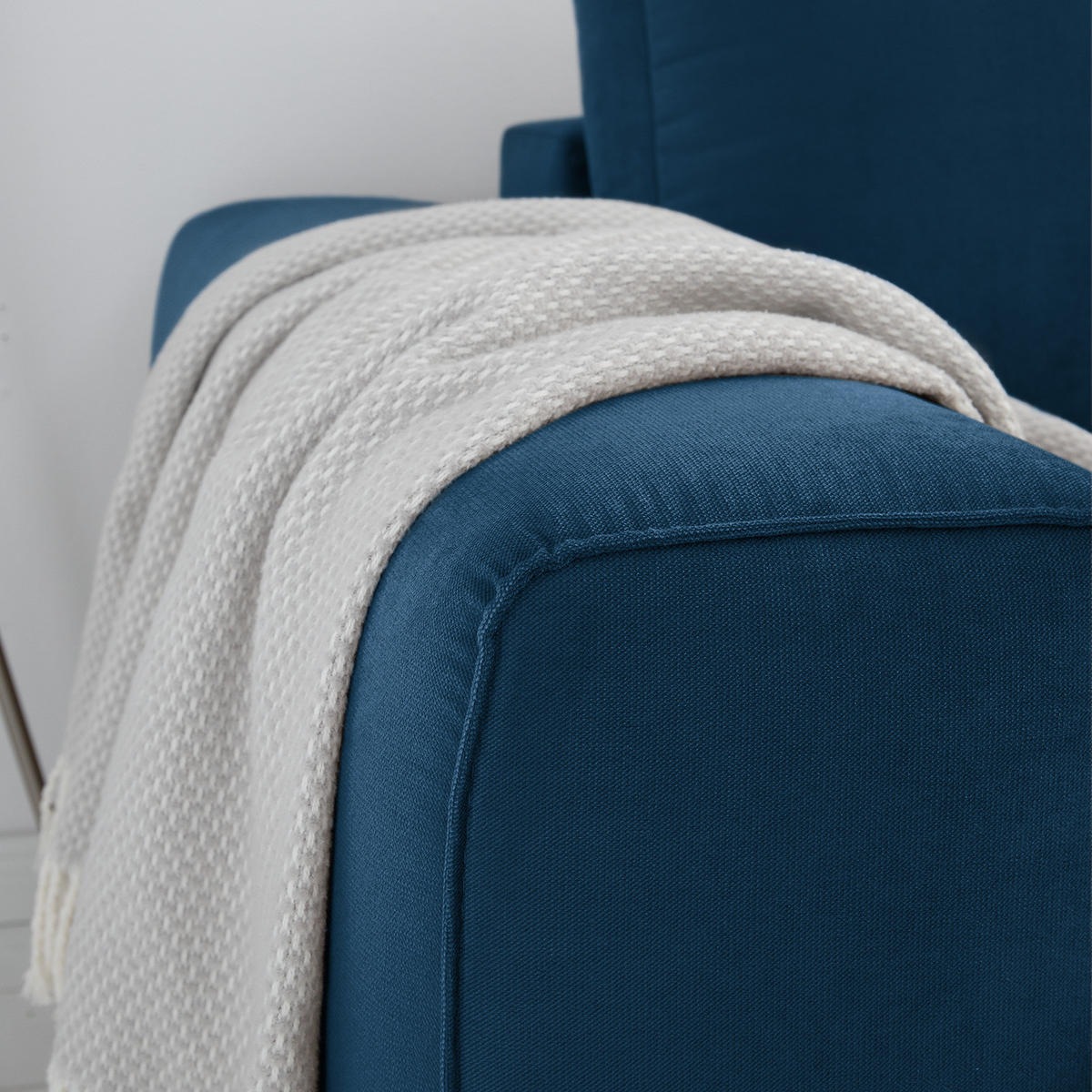 ECKSOFA mit Ottomane - Chromfarben/Petrol, Textil/Metall (302/1cm) - home24