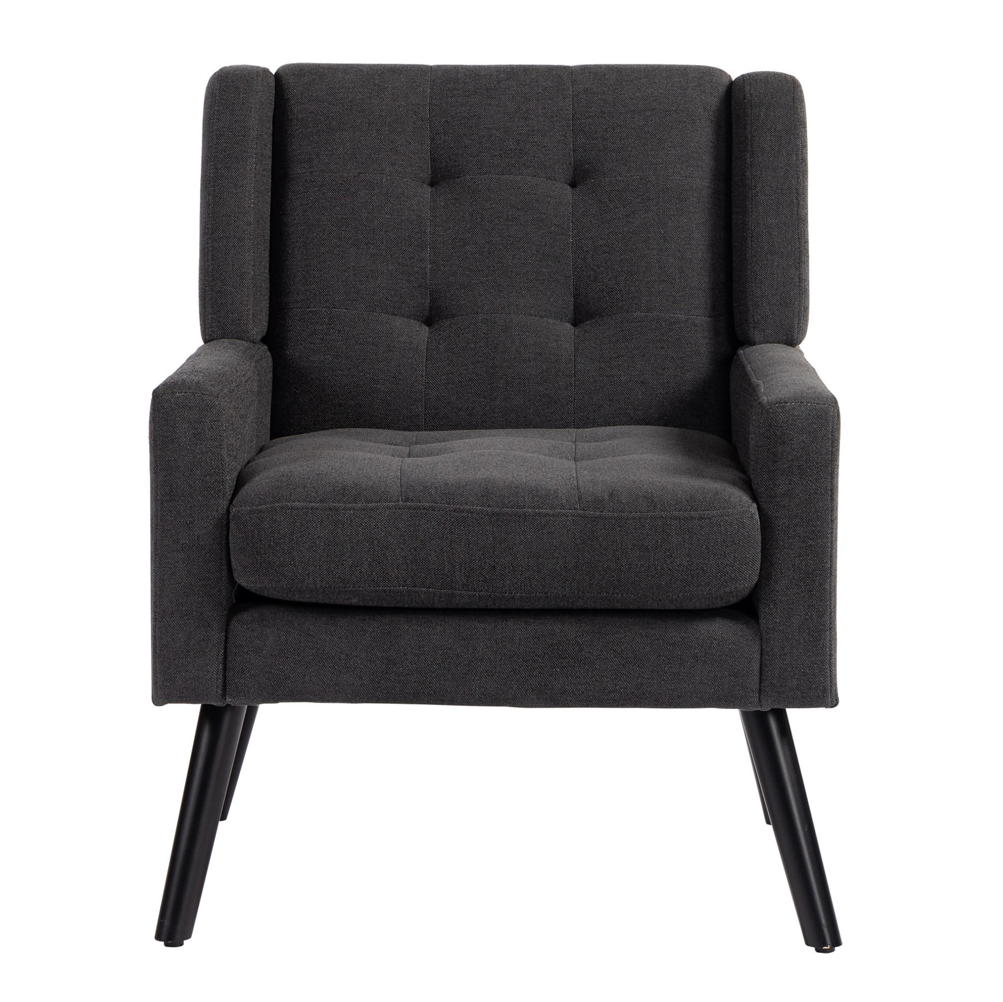 KRESLO s čalúnením v tmavosivej farbe, prešívané, s nohami z masívneho dreva,76/68/88 cm - tmavosivá, textil (76/88/68cm) - BEAOK