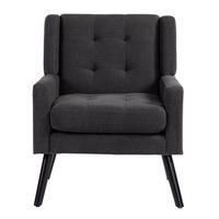 KRESLO s čalúnením v tmavosivej farbe, prešívané, s nohami z masívneho dreva,76/68/88 cm - tmavosivá, textil (76/88/68cm) - BEAOK
