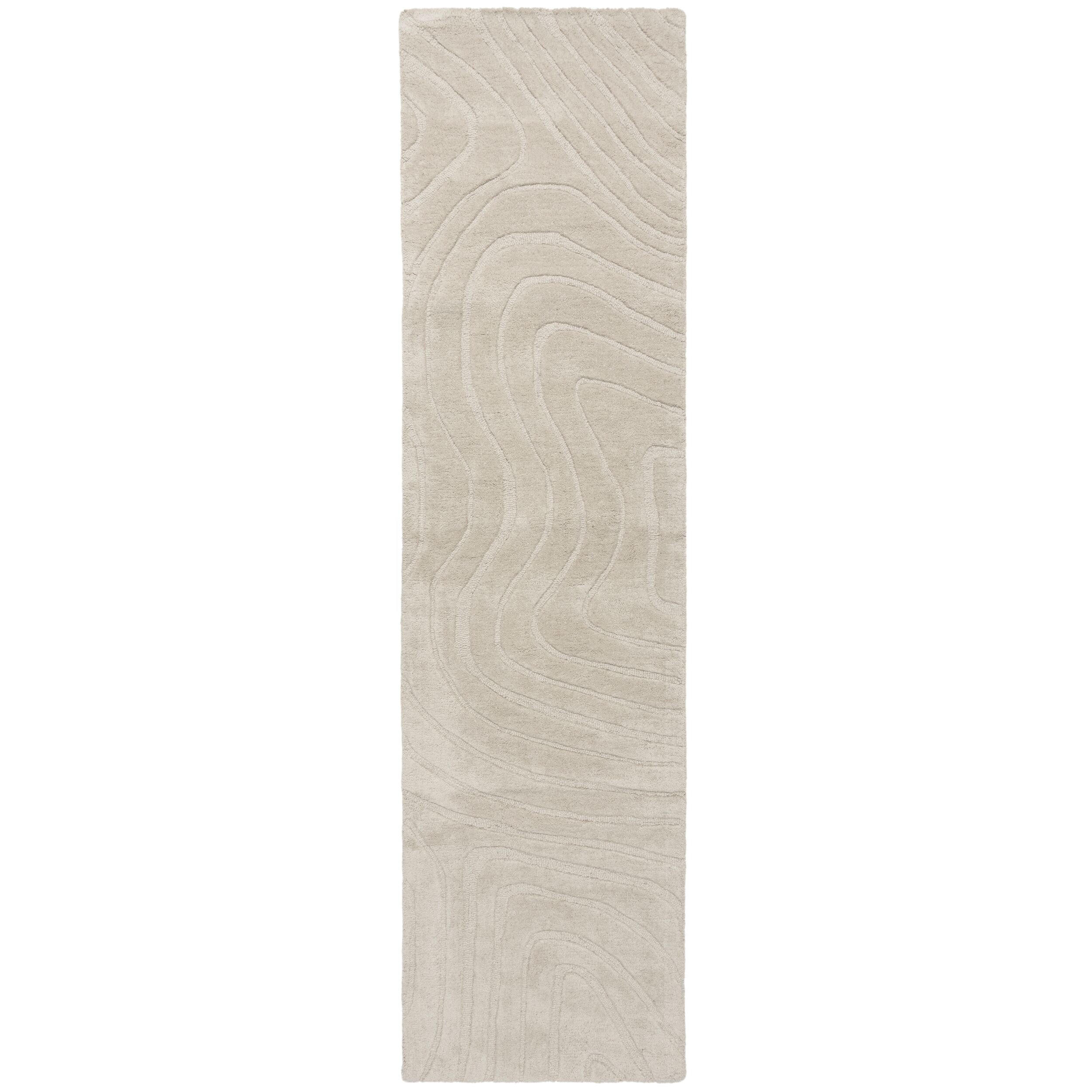 WOLLTEPPICH Wellen Abstrakt, Wohnzimmer Beige Läufer 60x230 - Beige, Textil (60/230cm) - KADIMA DESIGN