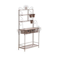 PFLANZREGAL Jena Antik Ablagen 94x30x149cm Metall Antik-Braun Pflanztisch - Braun, Metall (94/149/30cm) - DELUKE