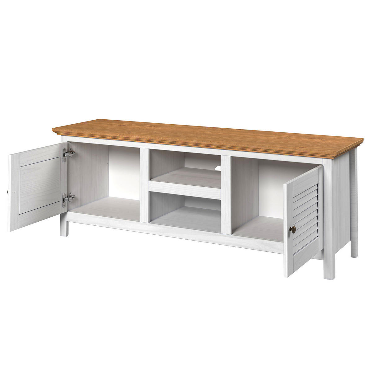 MASSIVES TV-LOWBOARD - Kiefer massiv - 150 cm - Braun/Kieferfarben, Holz/Metall (150/55/42cm) - home24