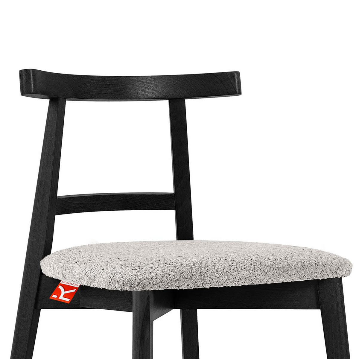 HOLZSTUHL LILIO Esstischstühle, 2-er Set, Bouclé - Schwarz/Grau, Holz/Textil (47/76.5/45cm) - KONSIMO®