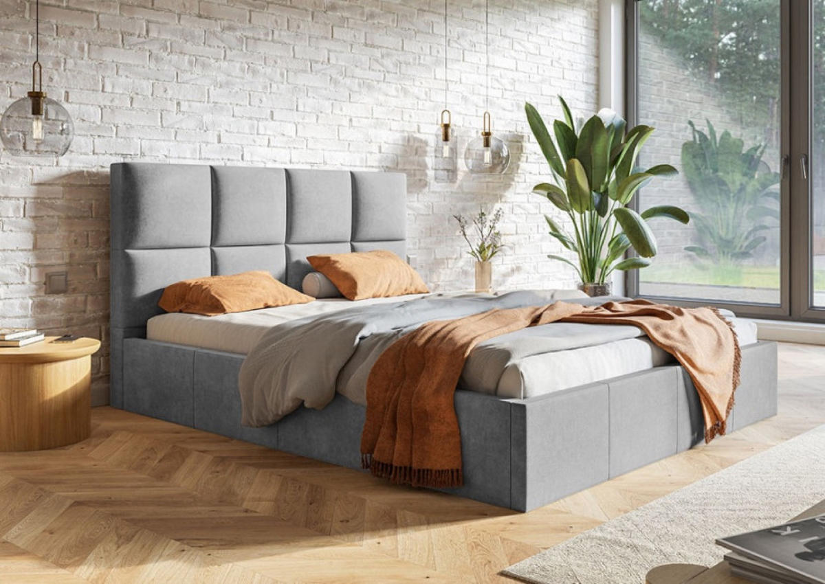 BETT Grau SIM 160x200 cm - Schwarz/Grau, Kunststoff/Textil (160/200cm) - Sepro Meble