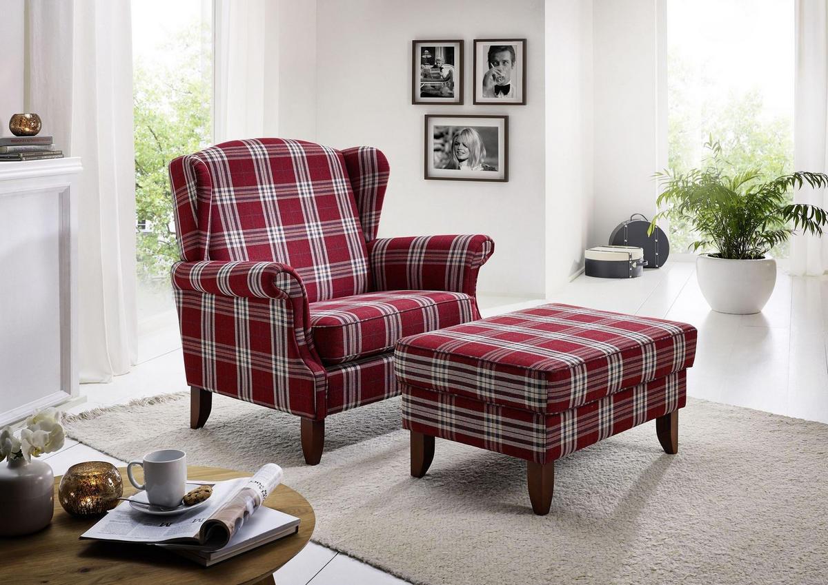 SESSEL XXL Katria Bezug Flachgewebe Buche nussbaum dunkel / rot - Rot, Kunststoff (114/108/81cm) - 58aufmkessel