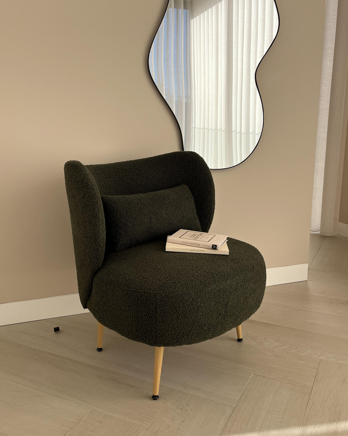 SESSEL Dunkelgrün Otsby II - Dunkelgrün/Braun, Textil (60/76/55cm) - Beliani