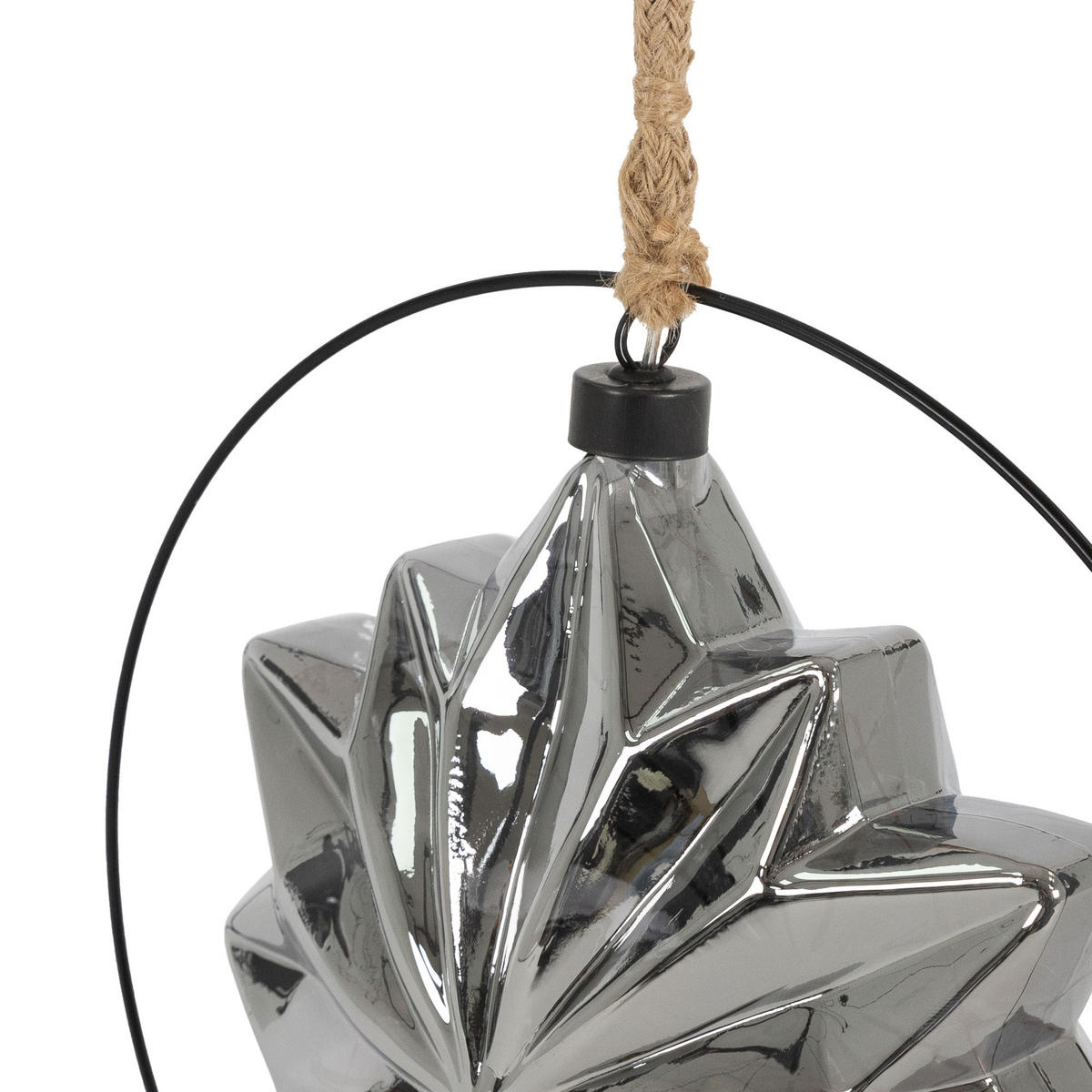 LED-WEIHNACHTSSTERN Ø18cm 40LED Warmweiß Grau 80cm Seil/Metallring - Grau, Metall (2/105/25cm) - ECD-Germany