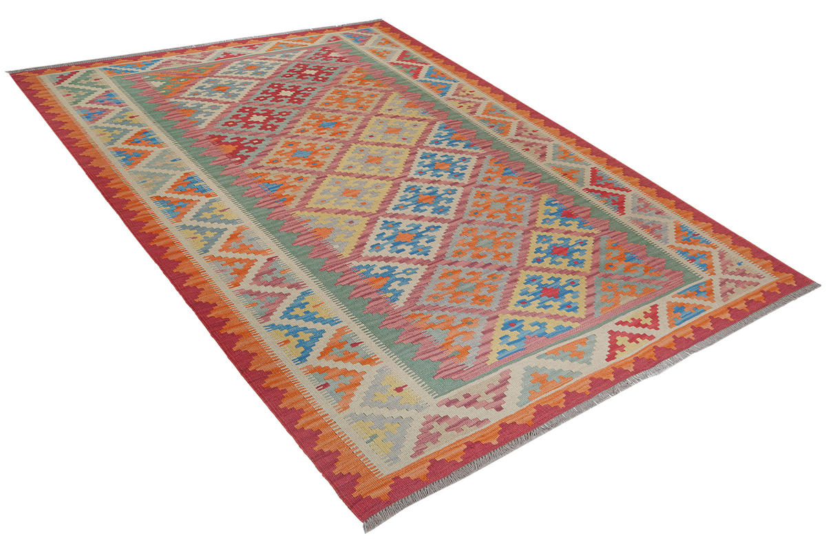HANDWEBTEPPICH Kelim Gashgai Rot 251/179 cm Schurwolle - Rot, Textil (179/251cm) - Looma