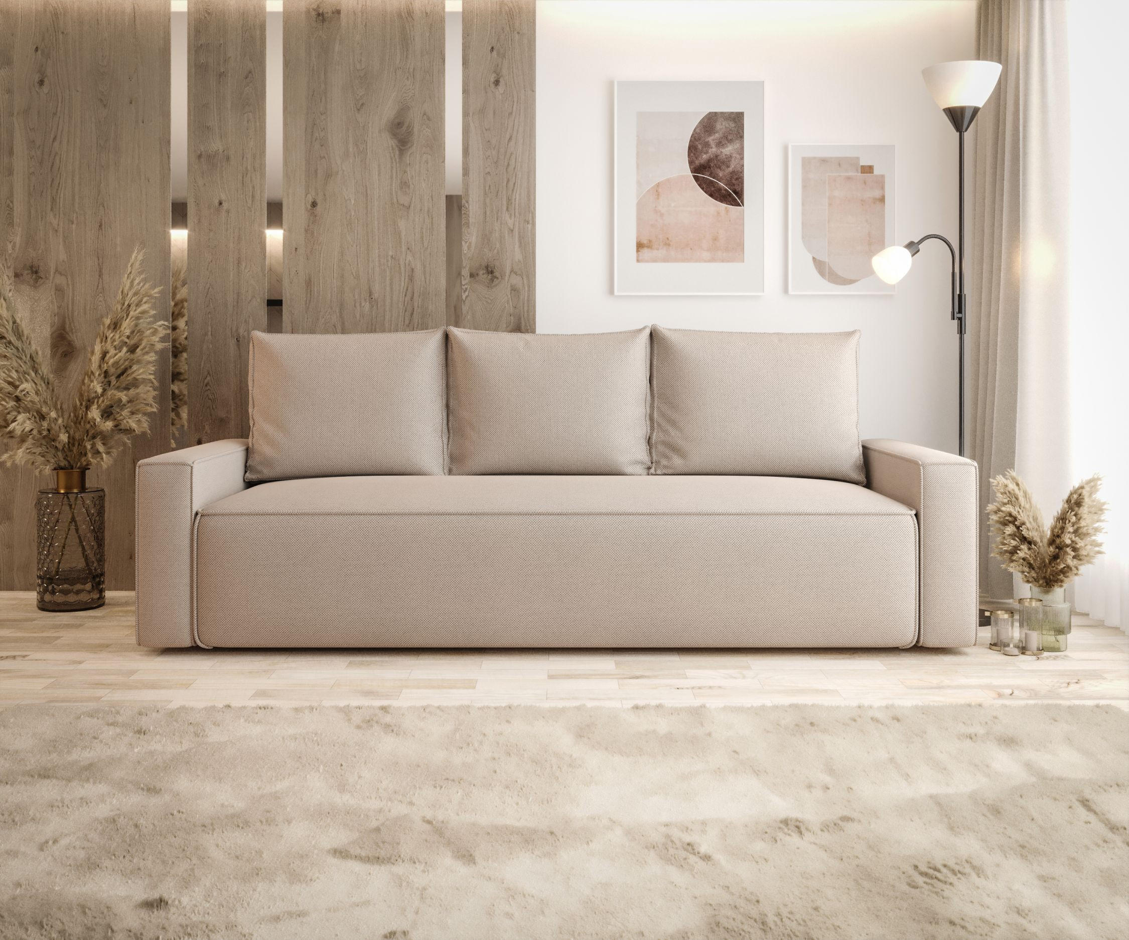 SOFA mit Schlaffunktion SAVIO Curio 15 - Beige, Textil (232/90/90cm) - Bedante