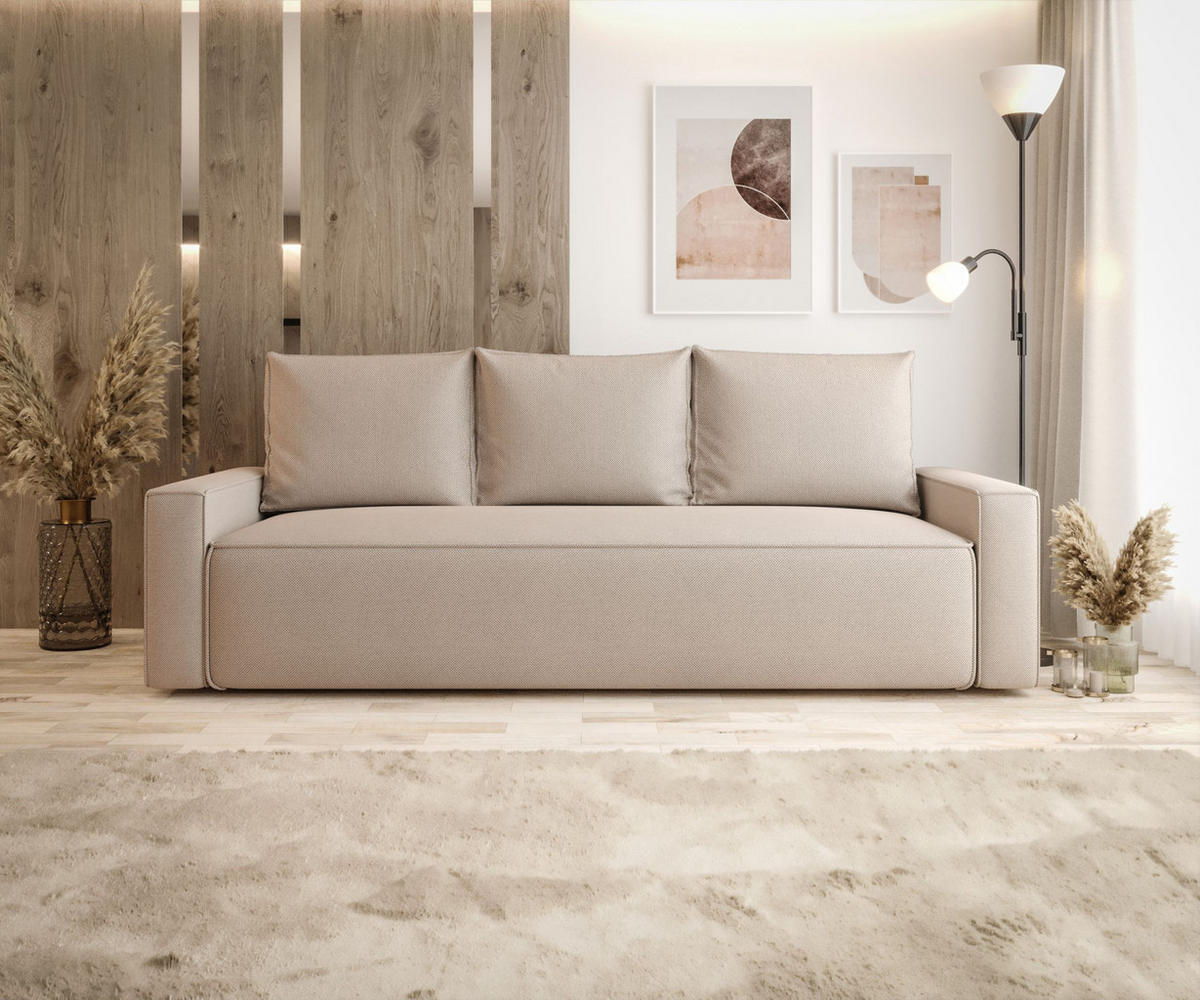 SOFA mit Schlaffunktion SAVIO Curio 15 - Beige, Textil (232/90/90cm) - Bedante